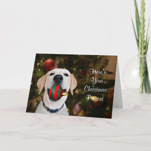 Yellow lab Christmas gift Holiday Card (Front)