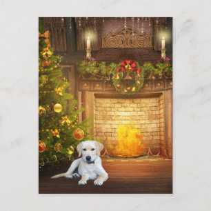 Yellow lab Christmas Holiday Postcard