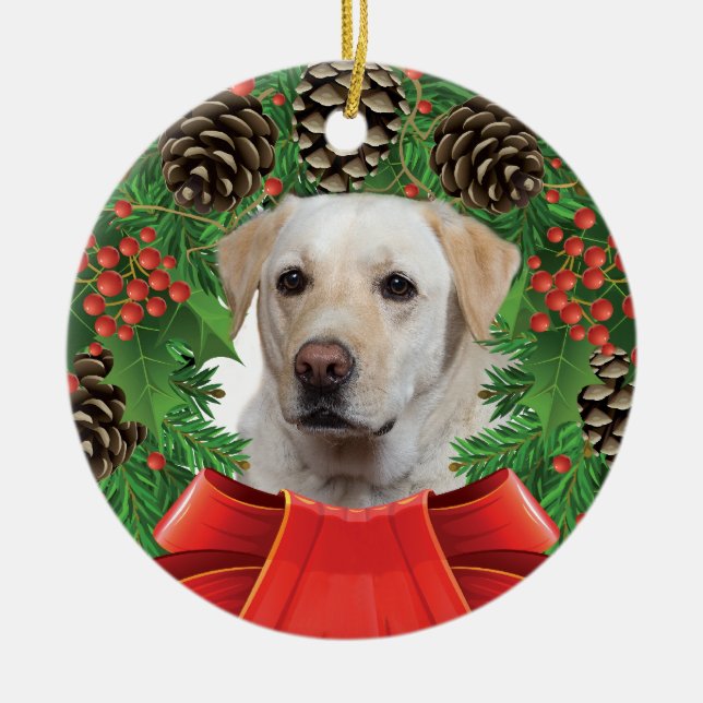Yellow Lab Christmas Ornament (Front)