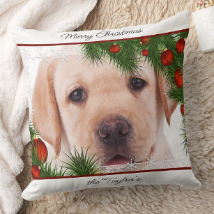 Yellow Lab Christmas - Personalised Puppy Labrador Cushion