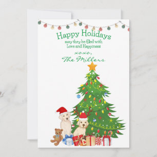 Yellow Lab Christmas Tree  Holiday Card