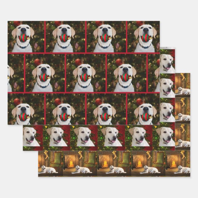 Yellow Lab Christmas Wrapping Paper Sheet (Set)