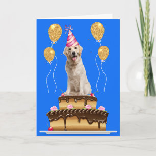 Yellow Lab Dog And Birthday Cake Card