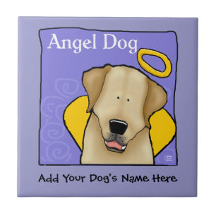 Yellow Lab Dog Angel Personalise Ceramic Tile