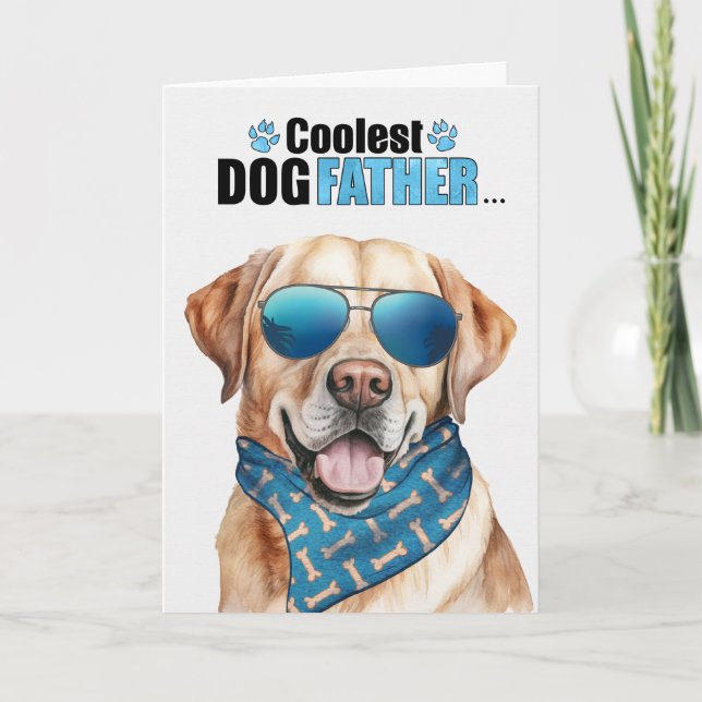 Yellow Lab Dog Coolest Dad Father's Day Holiday Card (Front)