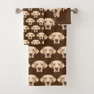 Yellow Lab Dog Design Bath Towel Set