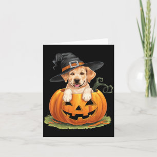 Yellow Lab Dog Halloween Pumpkin Card