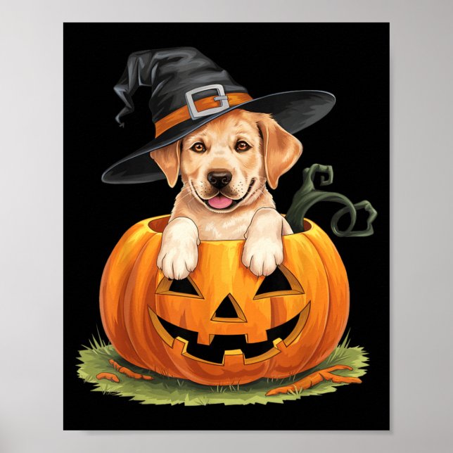 Yellow Lab Dog Halloween Pumpkin Poster (Front)