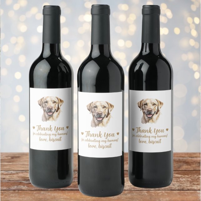 Yellow Lab Dog I Do Too Wedding Wine Label (Creator Uploaded)