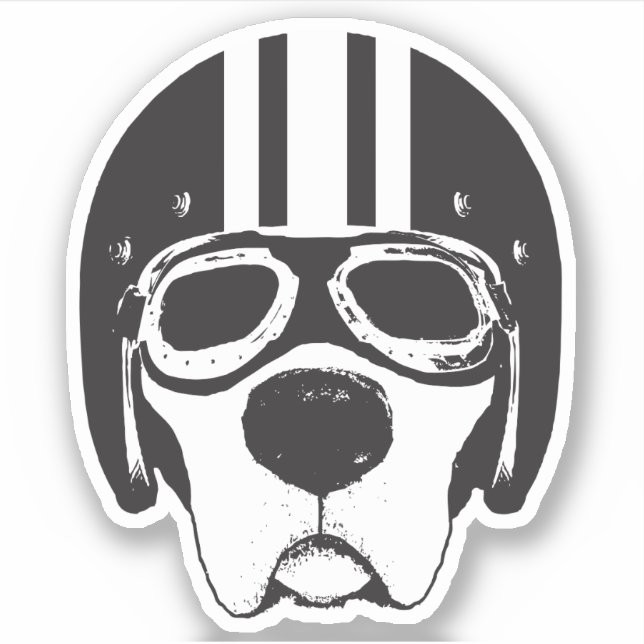 Yellow Lab Dog in Helmet & Goggles Vinyl Sticker (Front)