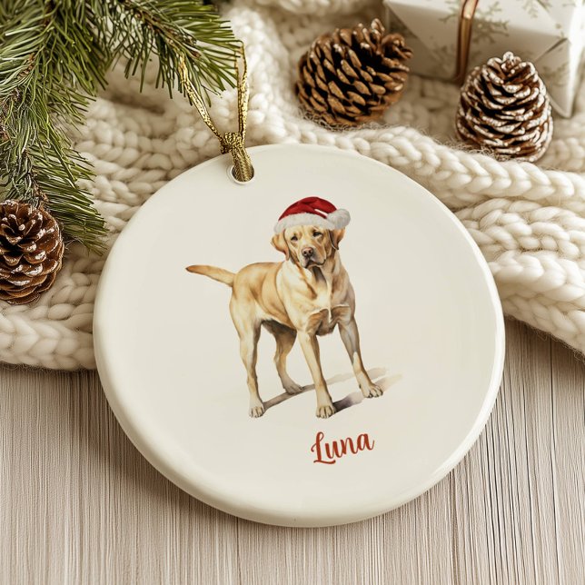 Yellow Lab Dog Personalised Christmas Ceramic Tree Decoration (Creator Uploaded)