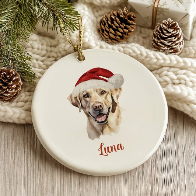 Yellow Lab Dog Personalised Christmas Ceramic Tree Decoration (Creator Uploaded)