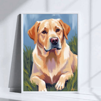 Yellow Lab Dog Pet Painting Art Poster Print