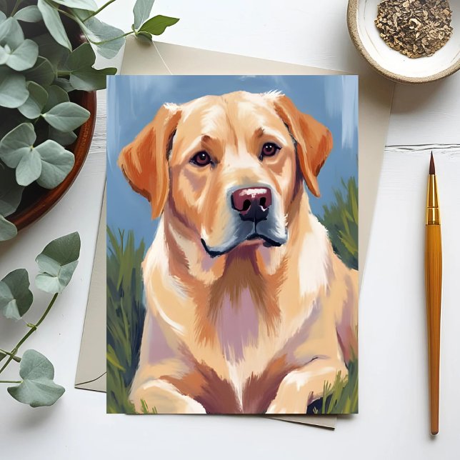 Yellow Lab Dog Pet Painting Postcard (Creator Uploaded)