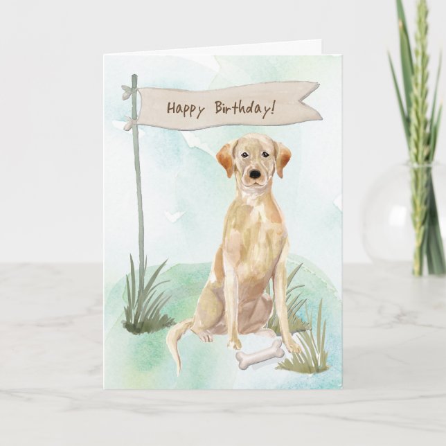 Yellow Lab Dog Under Birthday Sign Card (Front)