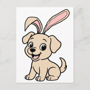 Yellow Lab Easter Rabbit Cartoon Postcard
