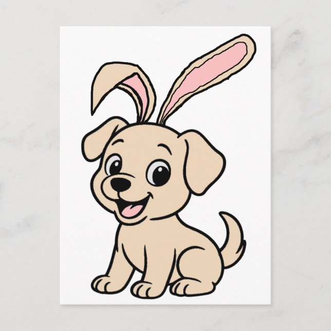 Yellow Lab Easter Rabbit Cartoon Postcard (Front)
