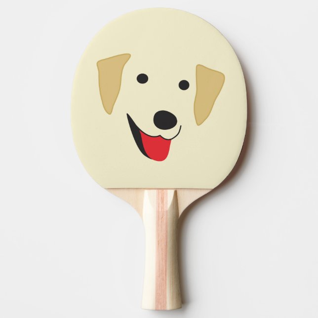Yellow Lab Face Ping Pong Paddle (Front)