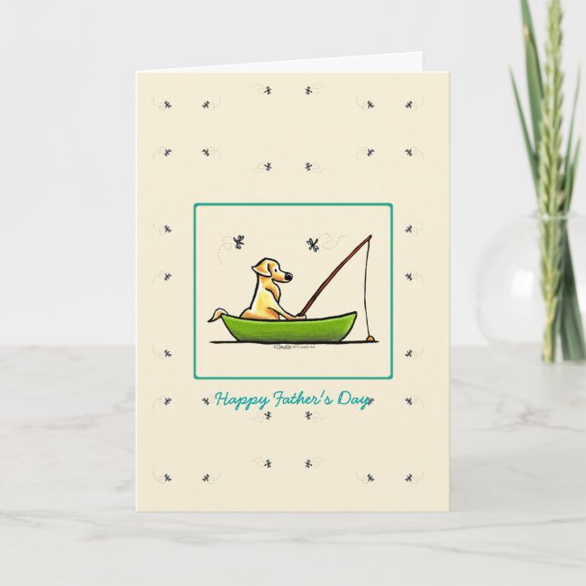 Yellow Lab Fishing Cards for Dads n Fathers (Front)