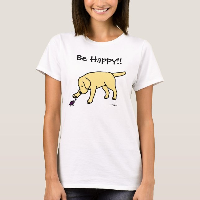 Yellow Lab Friendly Cartoon Labrador T-Shirt (Front)
