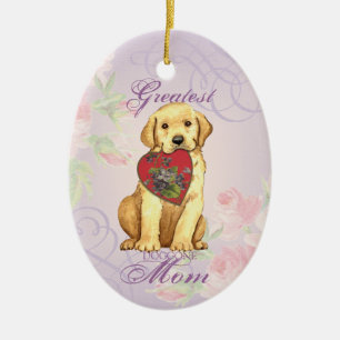 Yellow Lab Heart Mum Ceramic Ornament