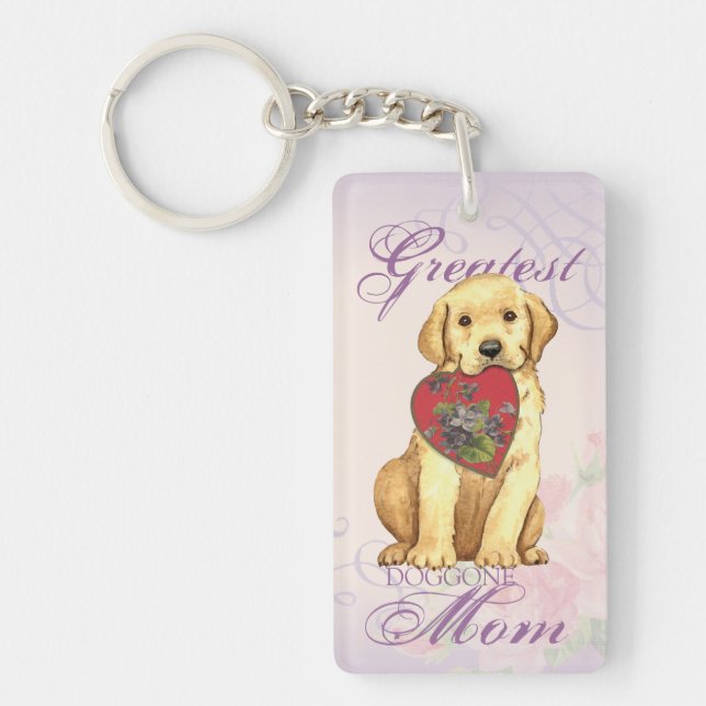 Yellow Lab Heart Mum Key Ring (Front)
