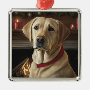Yellow Lab Holiday Metal Tree Decoration
