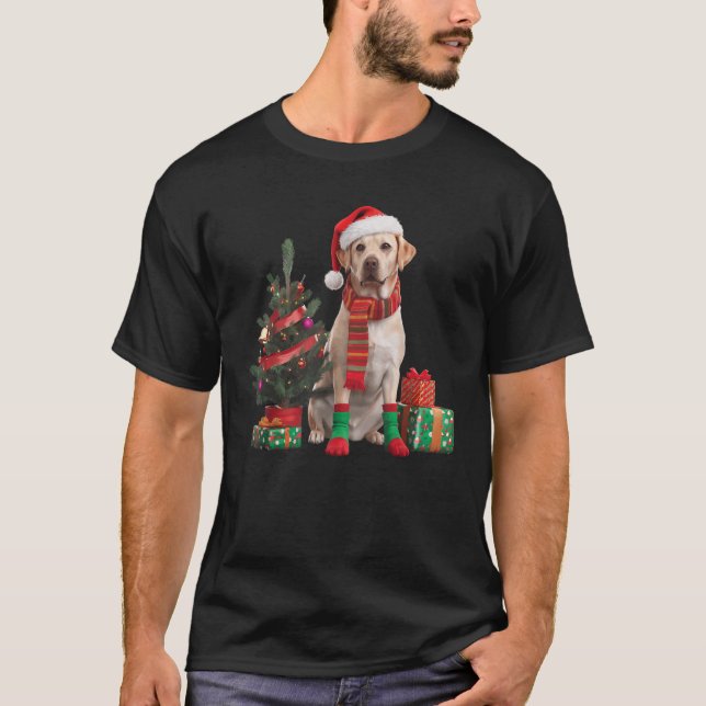 Yellow Lab Labrador Christmas Dog Santa Hat Pajama T-Shirt (Front)