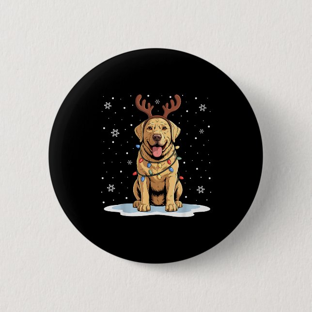 Yellow Lab Labrador Christmas Reindeer Dog Lover X 6 Cm Round Badge (Front)