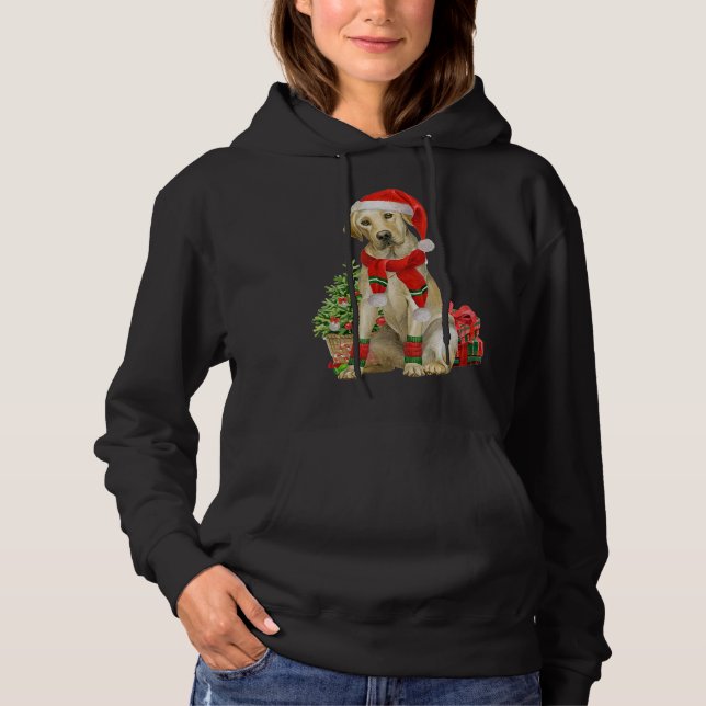Yellow Lab Labrador Christmas Tree Dog Lover Xmas  Hoodie (Front)