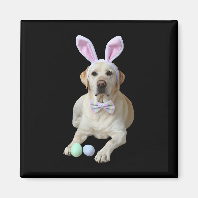 Yellow Lab Labrador Easter Dog Bunny Ears Egg Hunt Magnet (Front)