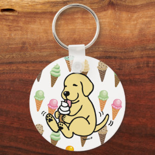 Yellow Lab Licking Ice Cream Key Ring