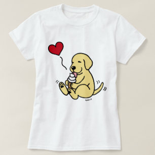 Yellow Lab Licking Ice Cream with Red Heart T-Shirt