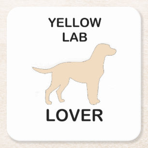 yellow lab lover square paper coaster