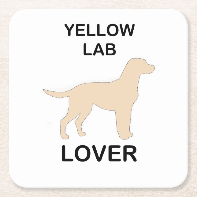 yellow lab lover square paper coaster (Front)
