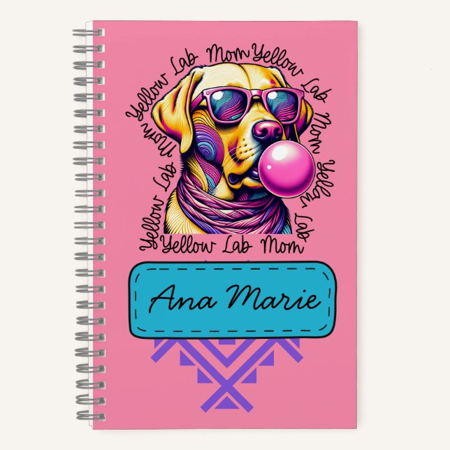 Yellow Lab Mum Bubblegum Trendy Labrador Mum Notebook (Front)