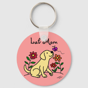 Yellow Lab Mum & Green Key Ring