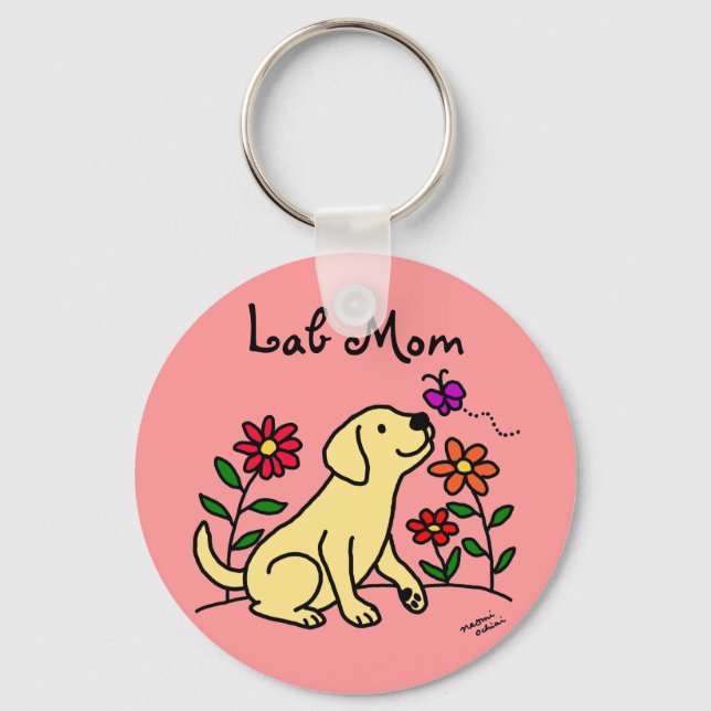 Yellow Lab Mum & Green Key Ring (Front)