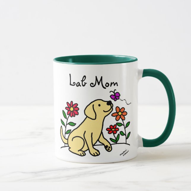 Yellow Lab Mum & Green Mug (Right)