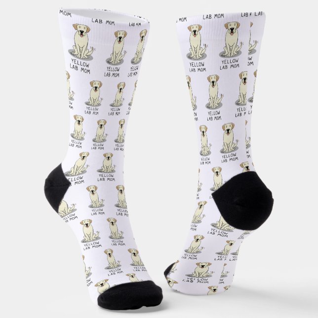 Yellow Lab Mum (Labrador Retriever Mum) Cute Dog Socks (Angled)