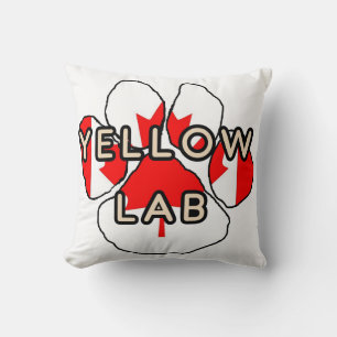 yellow lab name Canadian-Flag paw Cushion
