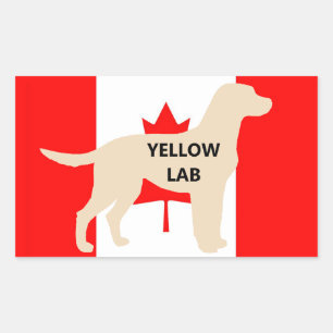 Yellow Lab Name Silhouette on Flag Rectangular Sticker