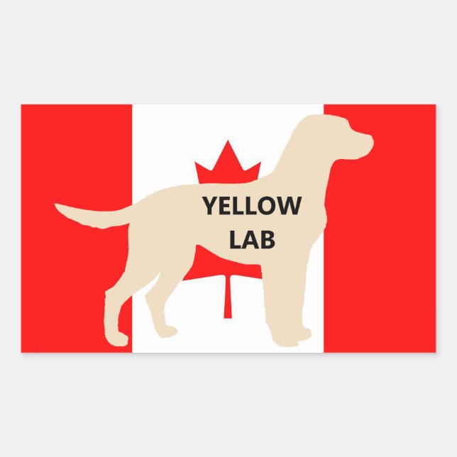 Yellow Lab Name Silhouette on Flag Rectangular Sticker (Front)