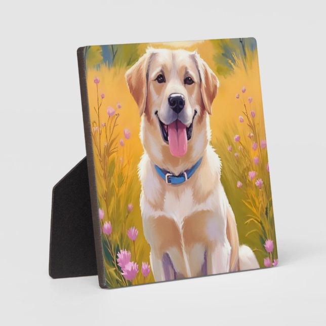 Yellow Lab Painting Labrador Retriever Dog Art Plaque (Front)