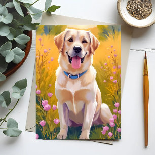 Yellow Lab Painting Labrador Retriever Dog  Postcard