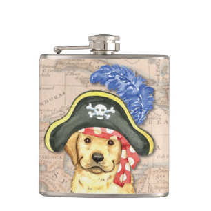 Yellow Lab Pirate Hip Flask