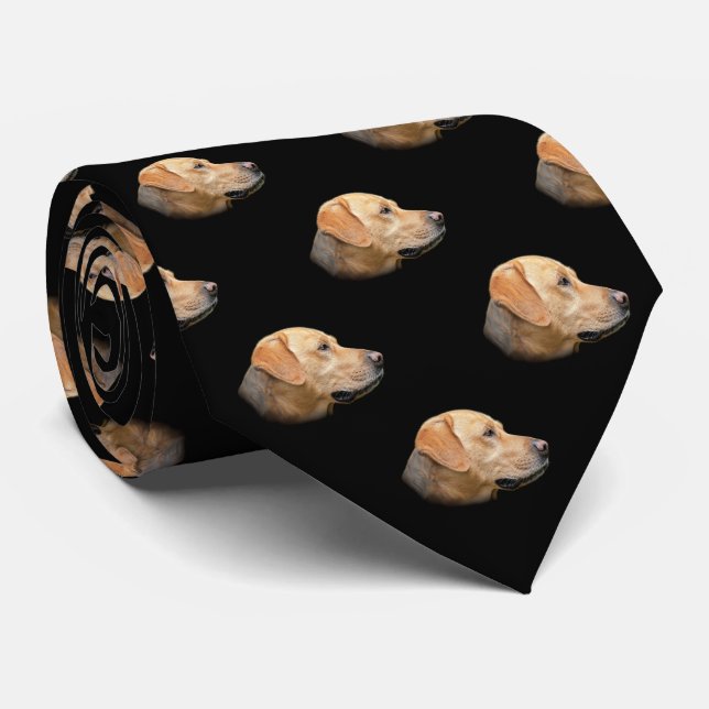 Yellow Lab Portrait Pattern Tie (Rolled)