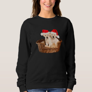 Yellow Lab Puppies Santa Hat Cute Christmas Dog La Sweatshirt