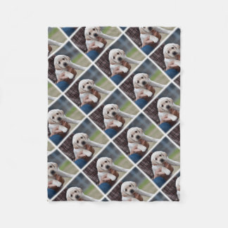 Yellow Lab Puppy Being Held By a Friend Fleece Blanket