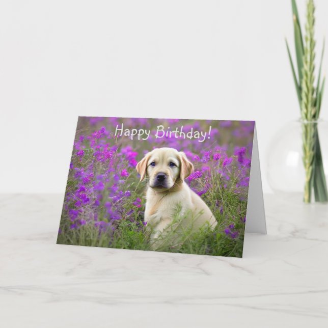 Yellow Lab Puppy Birthday Card (Front)